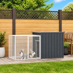 Compact and Safe Rabbit Cage Hutch 200x91x100cm Anthracite