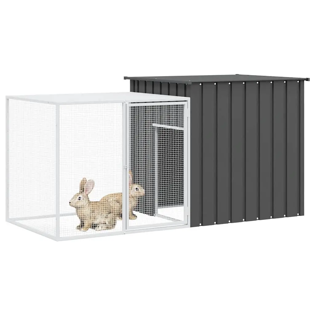Rabbit Cage Hutch Galvanised Steel Mesh Anthracite 200x91x100cm