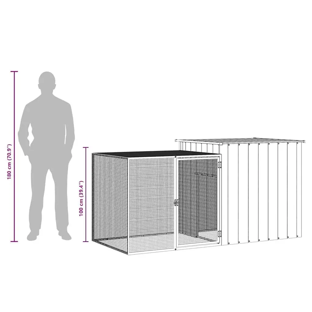 Rabbit Cage Hutch Galvanised Steel Mesh Anthracite 200x91x100cm
