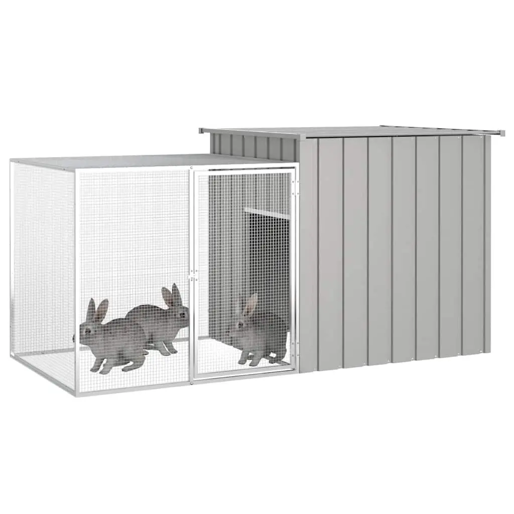 Rabbit Cage Hutch Galvanised Steel Mesh Enclosure Grey 200 x 91 x 100 cm