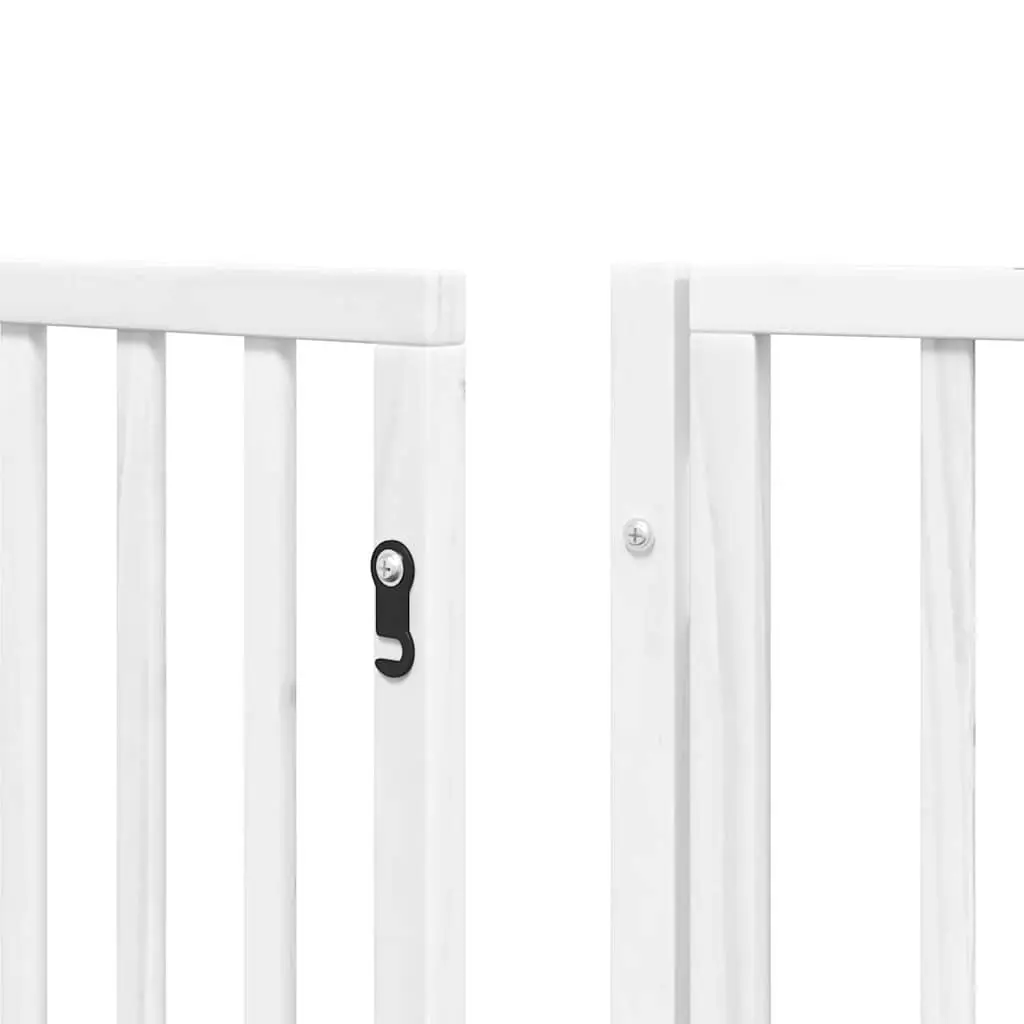 Dog Gate Foldable 15 Panels White Poplar Wood Pet Safety Barrier Door Enclosure