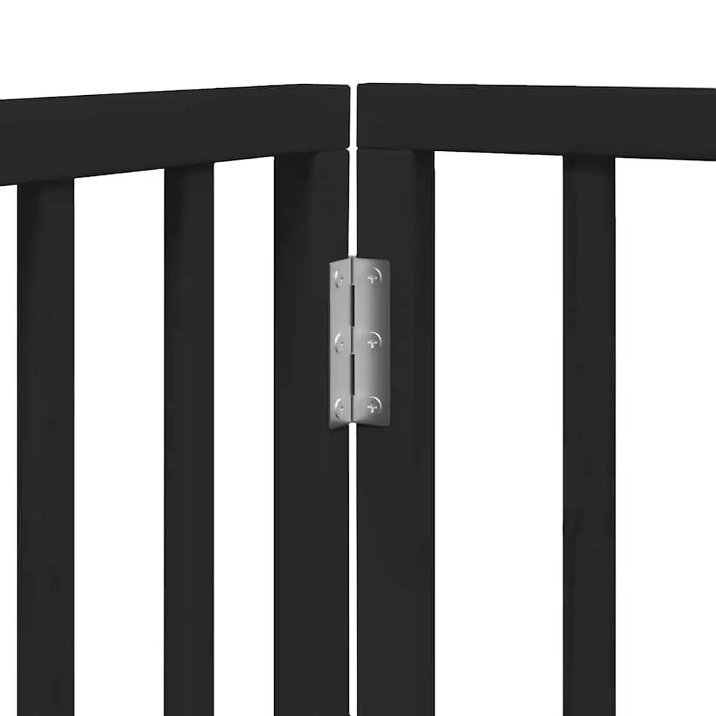 Dog Gate Foldable 12 Panels Black 600cm Poplar Wood Pet Safety Barrier Door