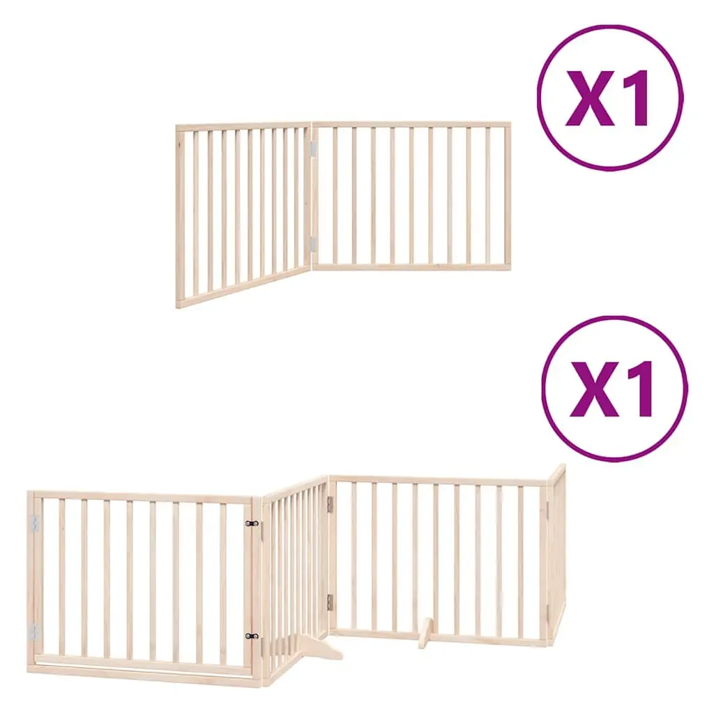Dog Gate Foldable 6 Panel Poplar Wood Pet Safety Barrier 480cm