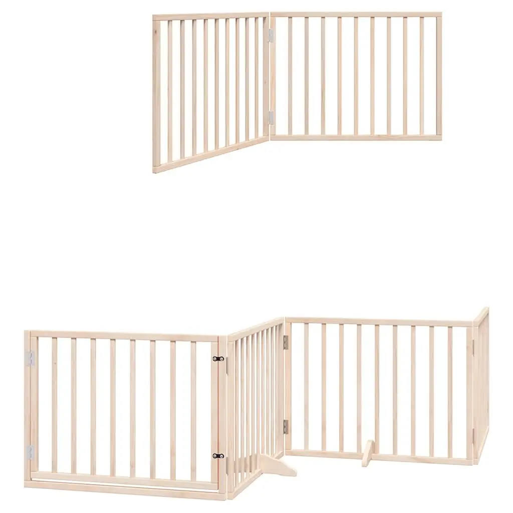 Dog Gate Foldable 6 Panel Poplar Wood Pet Safety Barrier 480cm