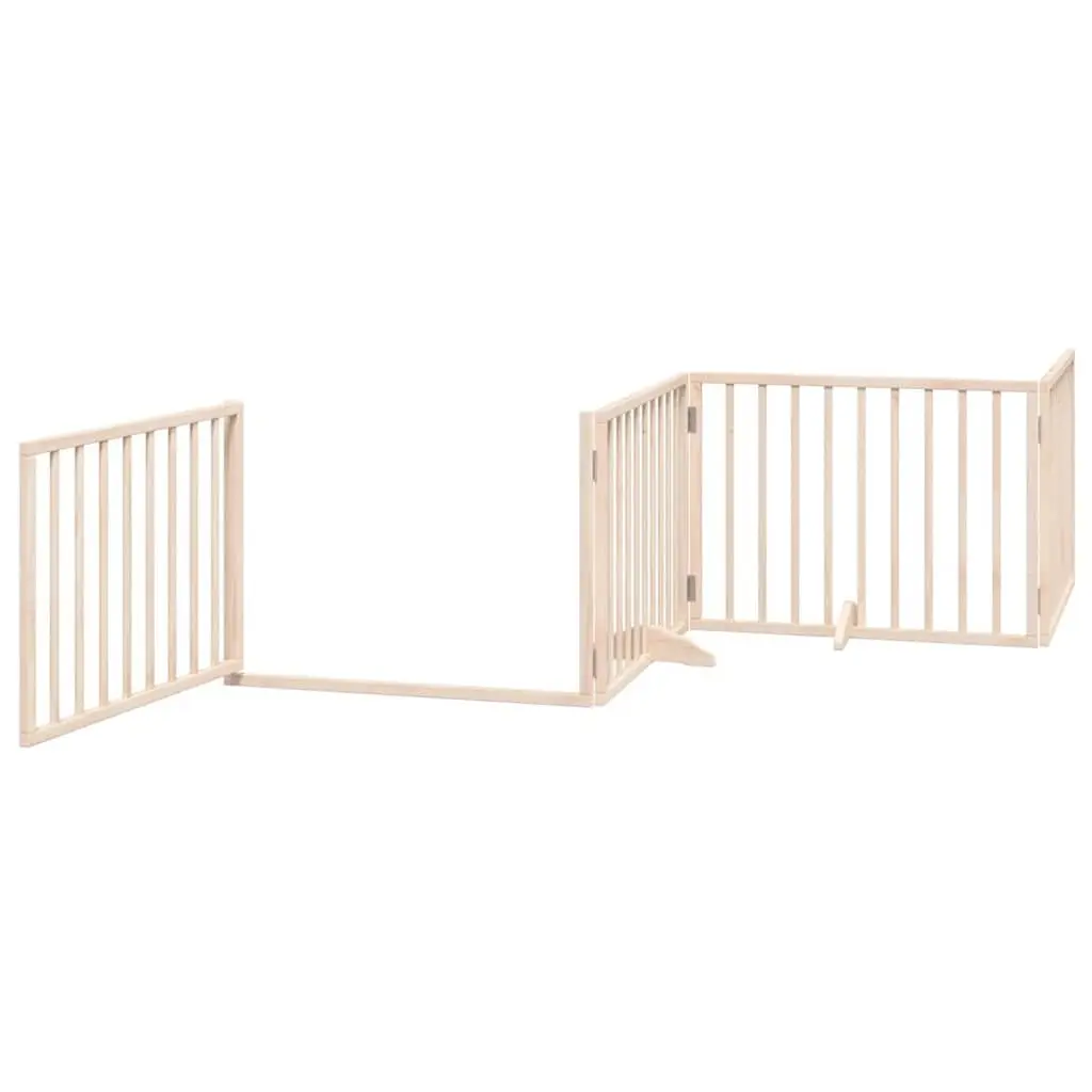 Dog Gate Foldable 6 Panel Poplar Wood Pet Safety Barrier 480cm