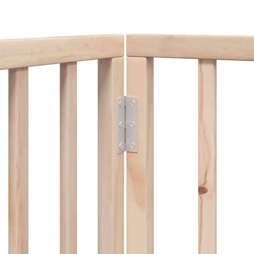Dog Gate Foldable 8 Panels Brown Poplar Wood Pet Safety Barrier