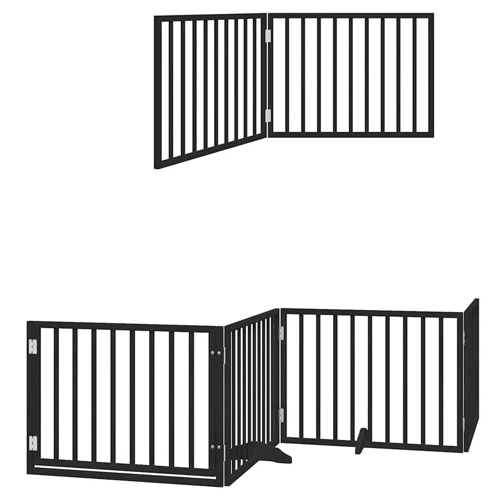 Dog Gate Foldable 6 Panels Black 480cm Poplar Wood