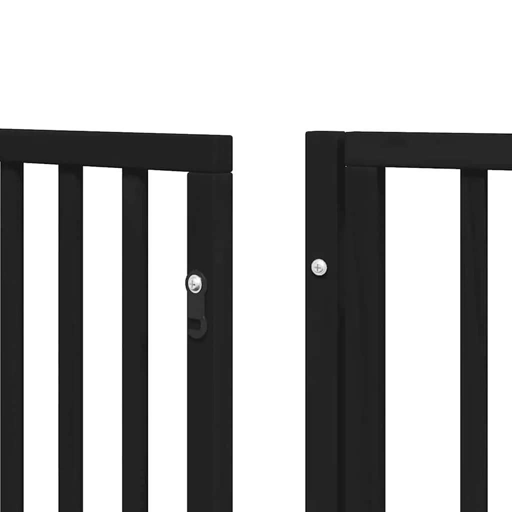 Dog Gate Foldable 6 Panels Black 480cm Poplar Wood