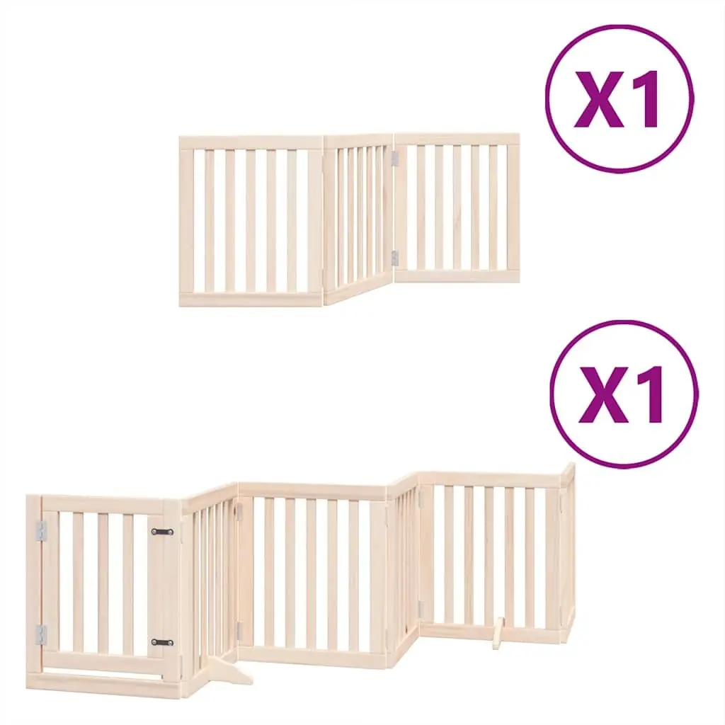 Dog Gate Foldable 9 Panels 450cm Poplar Wood Pet Safety Barrier