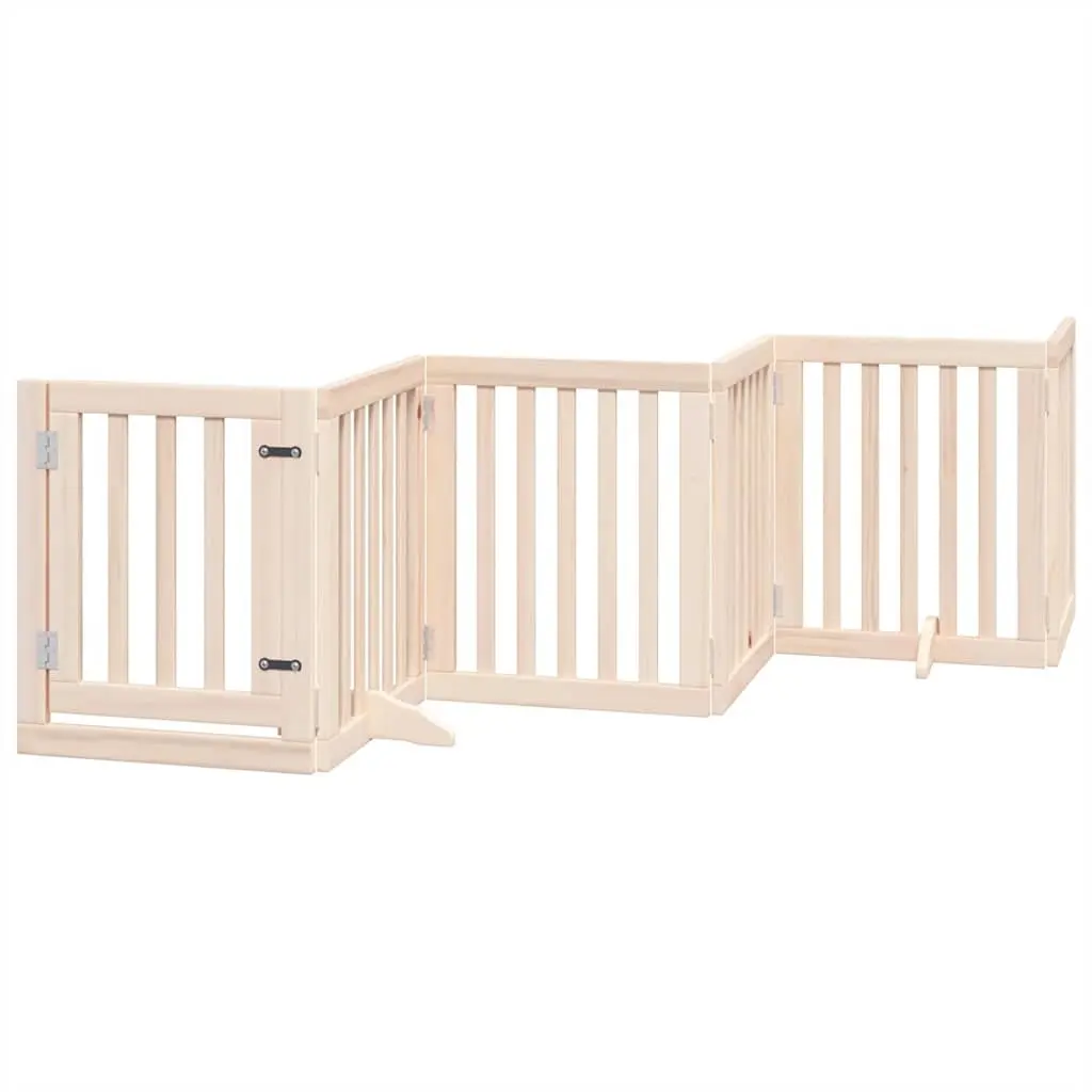 Dog Gate Foldable 9 Panels 450cm Poplar Wood Pet Safety Barrier