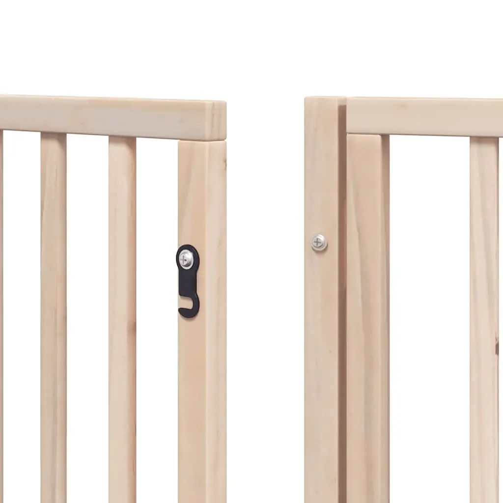 Foldable Dog Gate 12 Panels 600cm Brown Poplar Wood Pet Barrier with Door