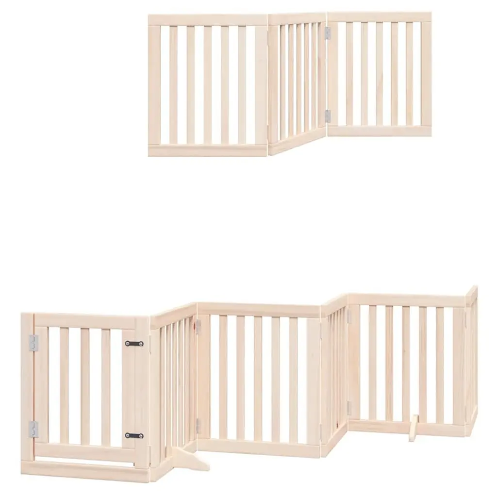 Dog Gate Foldable 15 Panels 750cm Poplar Wood Pet Safety Barrier