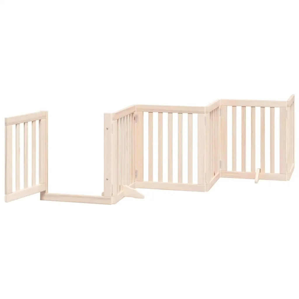 Dog Gate Foldable 15 Panels 750cm Poplar Wood Pet Safety Barrier