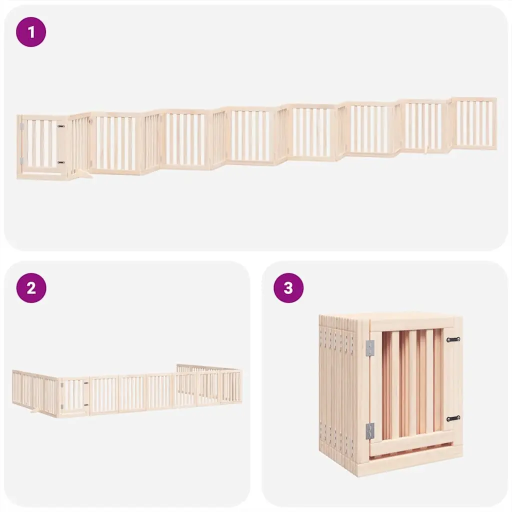 Dog Gate Foldable 15 Panels 750cm Poplar Wood Pet Safety Barrier