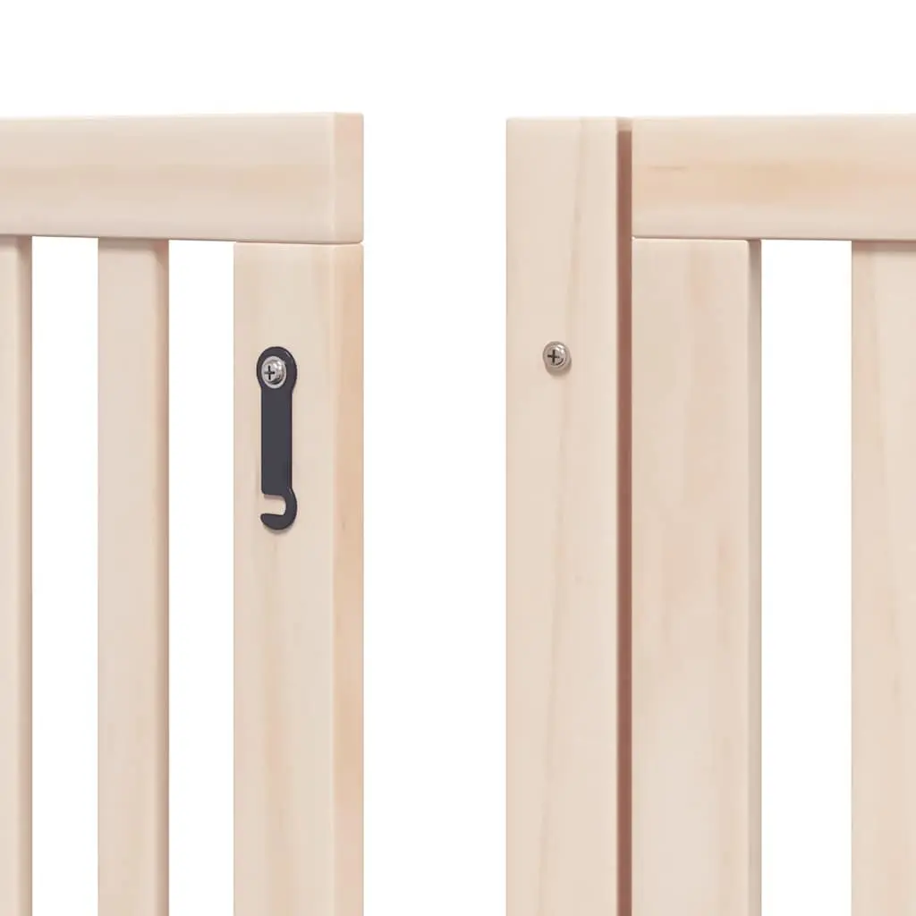 Pet Safety Barrier Folding 6 Panel Dog Gate with Lockable Door Poplar Wood Brown