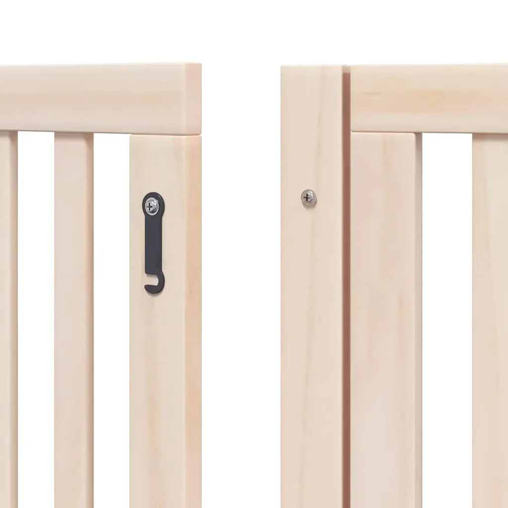 Dog Gate Foldable 8 Panels 640cm Poplar Wood Safety Barrier with Door Lock
