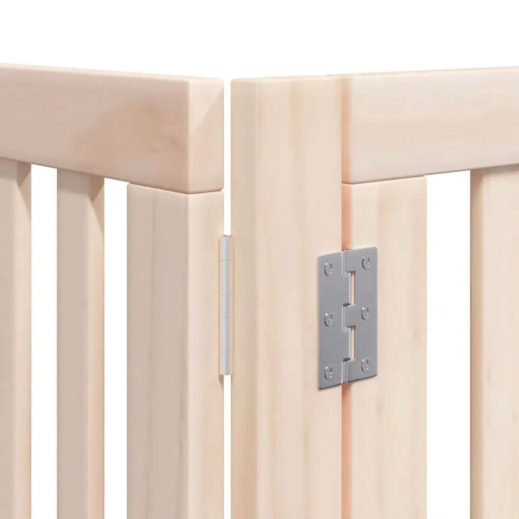 Dog Gate Foldable 8 Panels 640cm Poplar Wood Safety Barrier with Door Lock