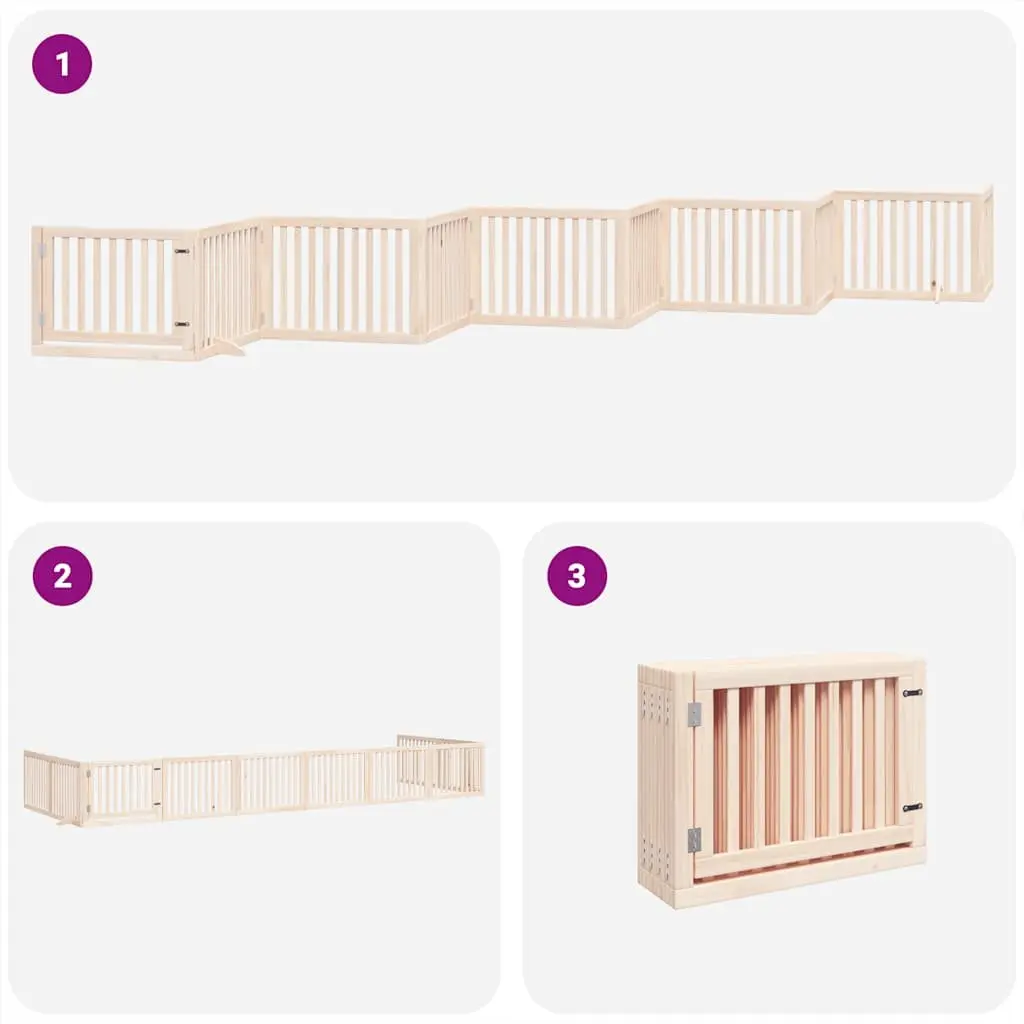 Dog Gate Foldable 10 Panels 800cm Poplar Wood Pet Safety Playpen Enclosure