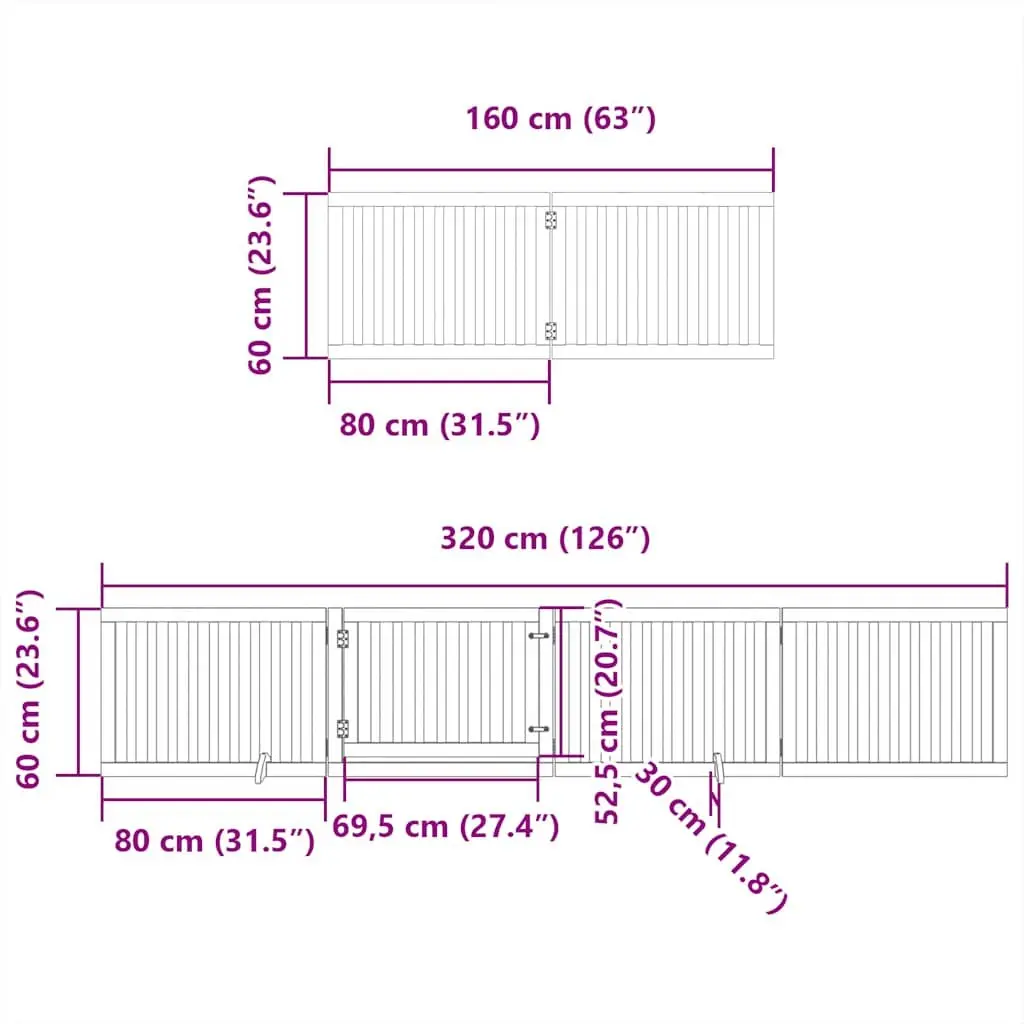 Dog Gate Foldable 12 Panels 960 cm Poplar Wood Pet Enclosure with Door Locks