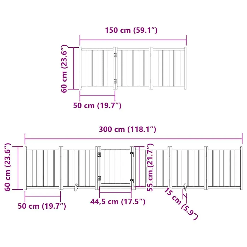 Dog Gate Foldable 9 Panels 450 cm Poplar Wood Pet Safety Barrier