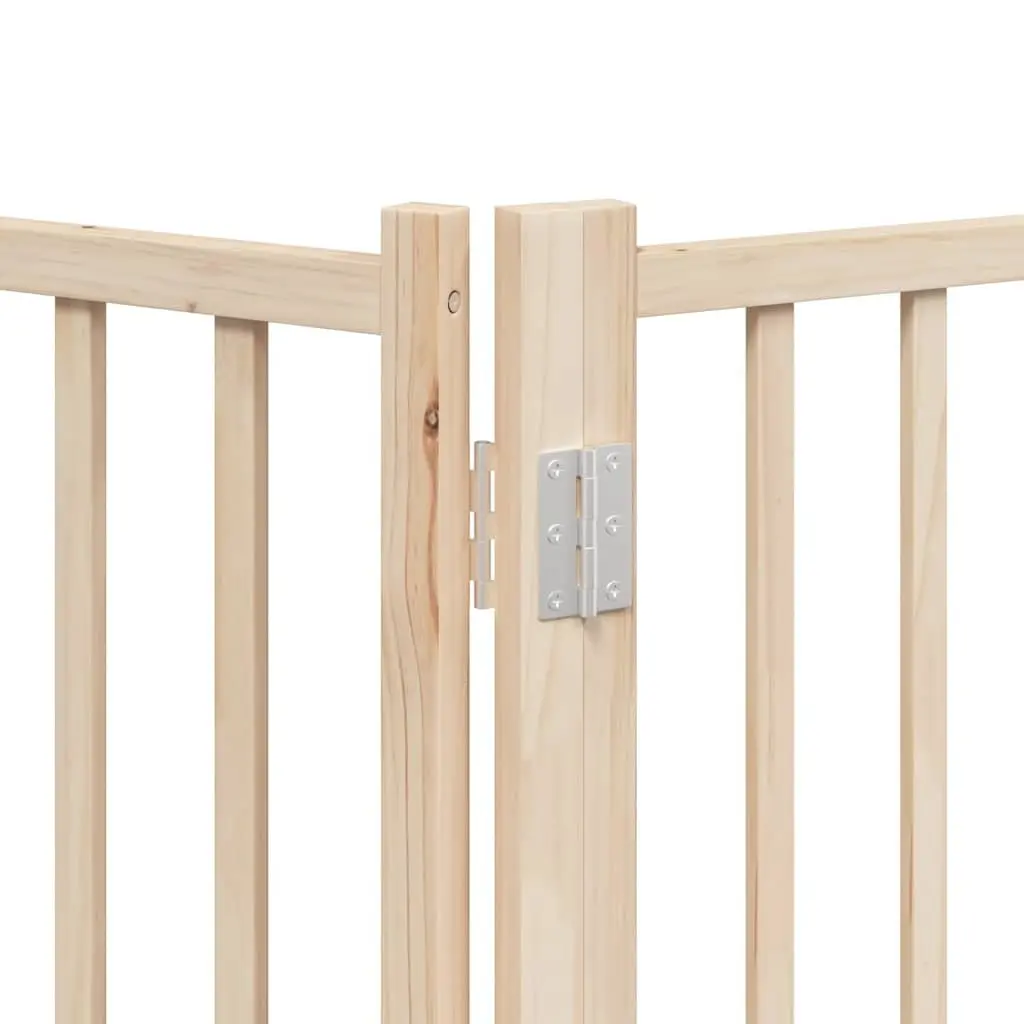 Dog Gate Foldable 9 Panels 450 cm Poplar Wood Pet Safety Barrier