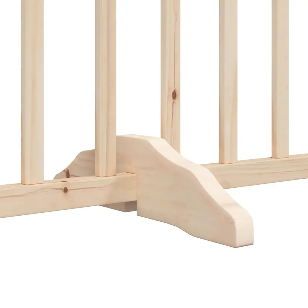 Foldable Dog Gate 12 Panels 600cm Brown Wood Pet Safety Barrier with Door