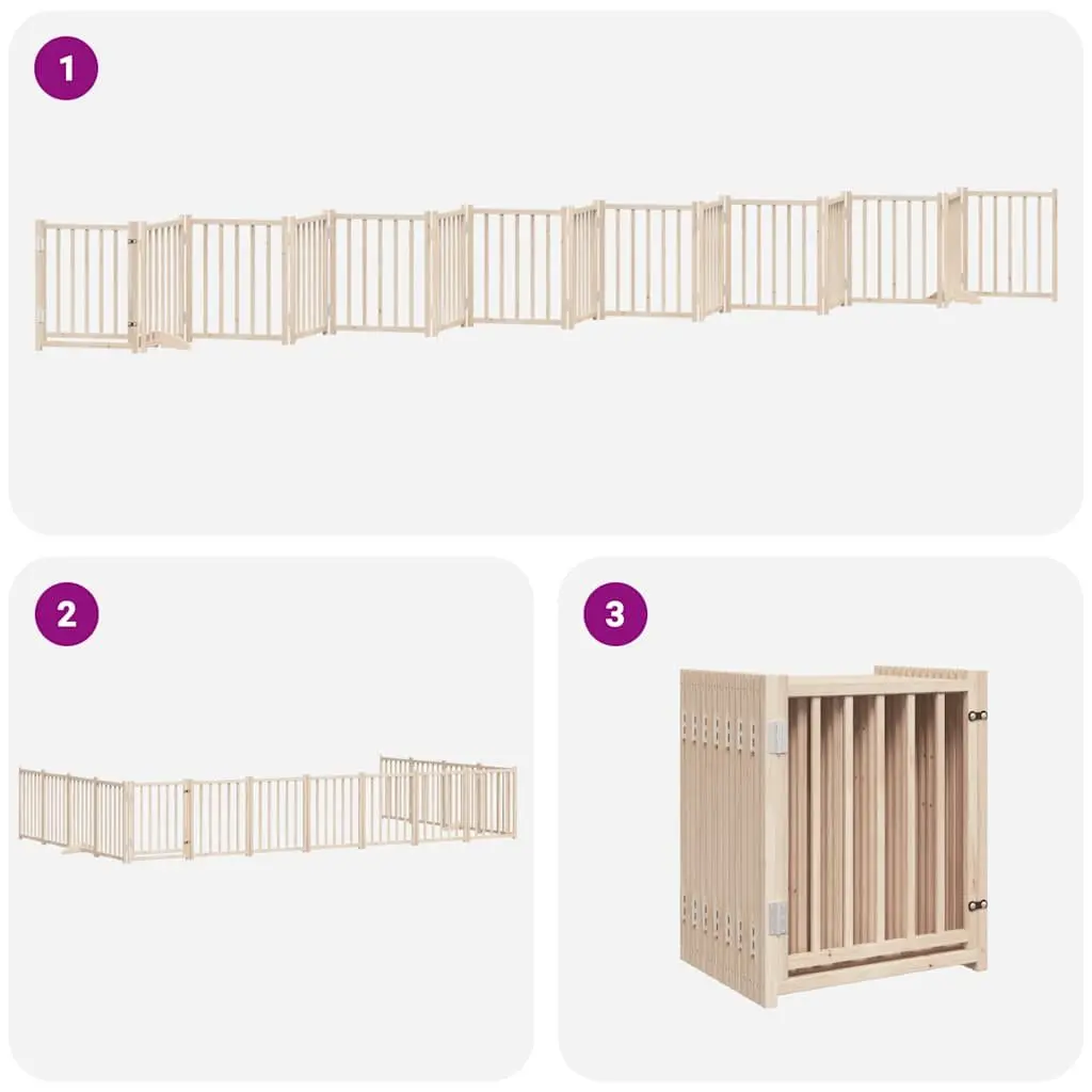 Dog Gate Foldable 15 Panels 750cm Poplar Wood Pet Safety Barrier