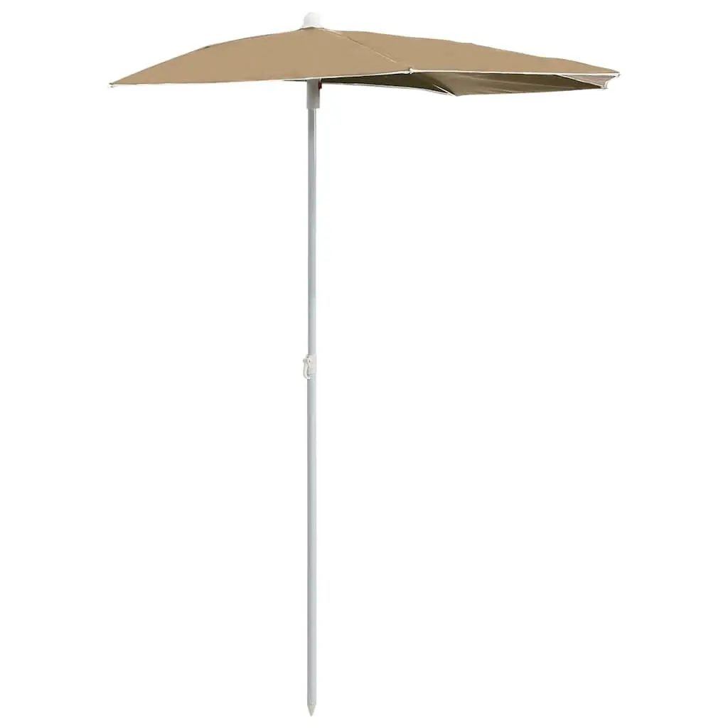 Half Round Garden Parasol UV Protective Polyester Cover Taupe 180 x 90 cm
