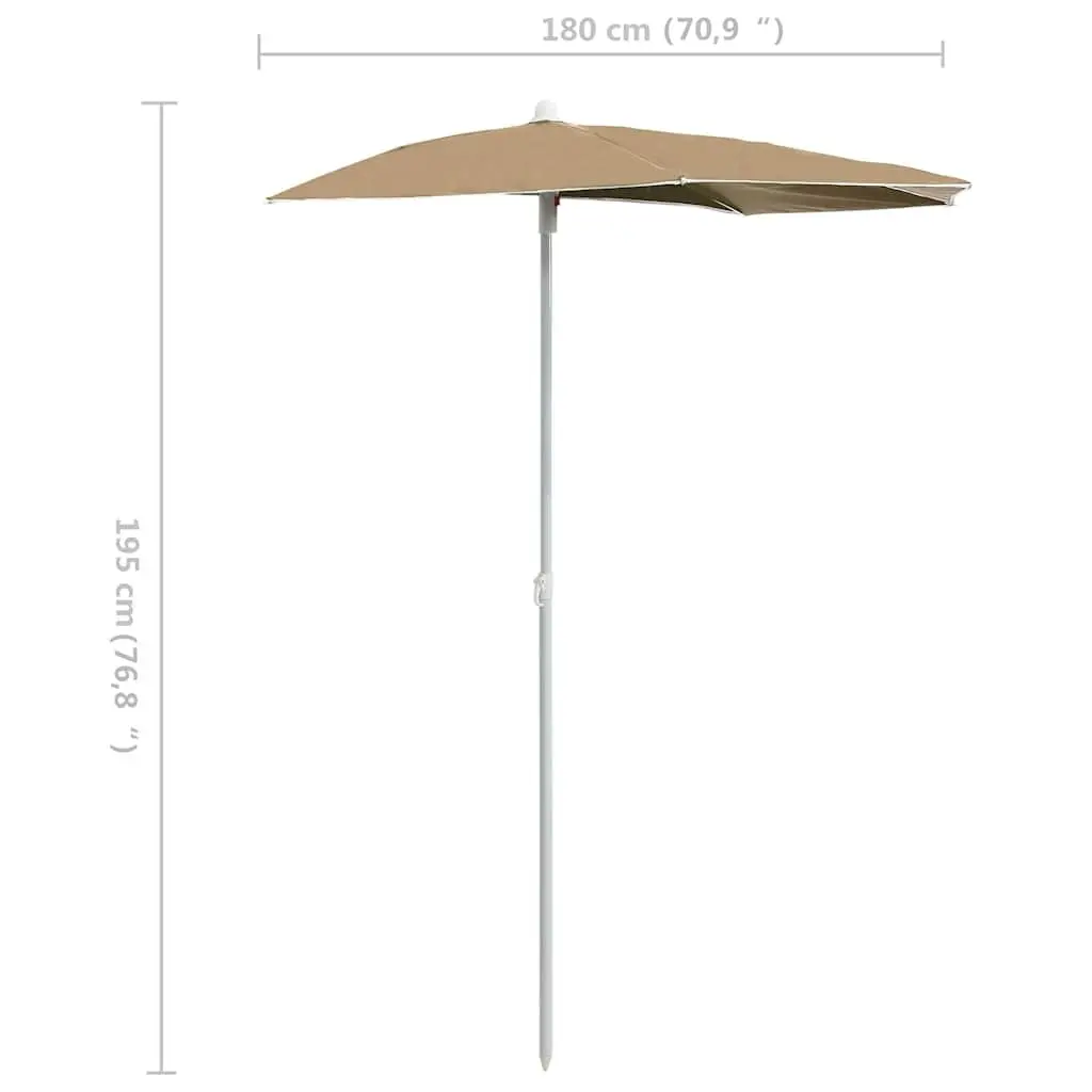 Half Round Garden Parasol UV Protective Polyester Cover Taupe 180 x 90 cm