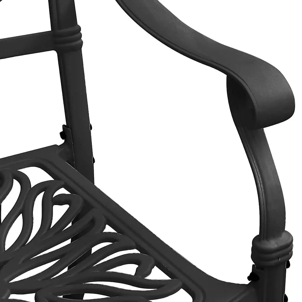 Outdoor Dining Chairs Black Cast Aluminium 2 Piece Set Weather Resistant Garden Patio Furniture