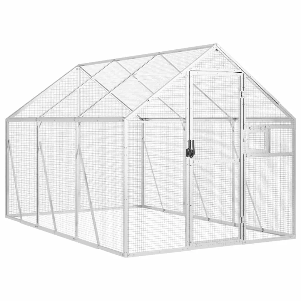 Bird Aviary Spacious Silver Aluminium Frame Wire Mesh Cage 1.79x3x1.85m