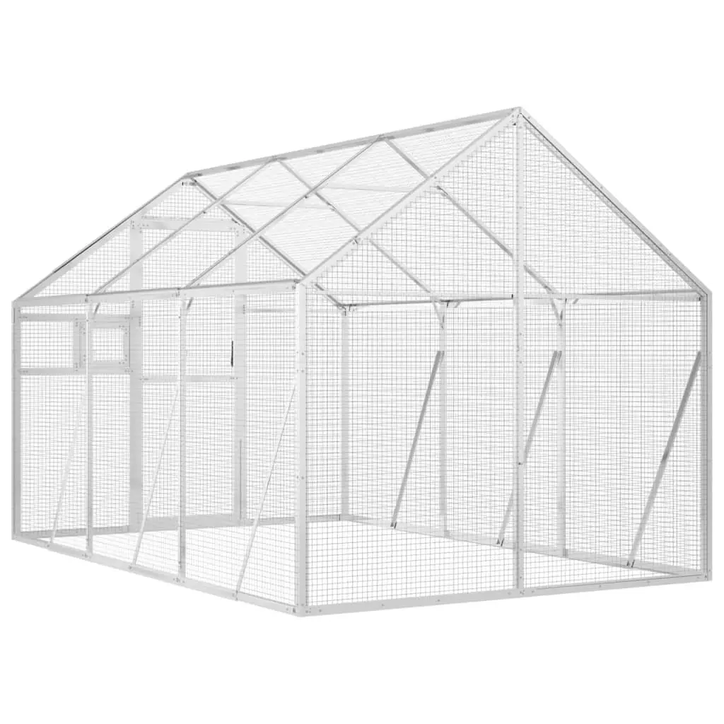 Bird Aviary Spacious Silver Aluminium Frame Wire Mesh Cage 1.79x3x1.85m