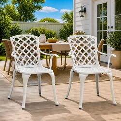 Friendly 2-Piece White Cast Aluminium Garden Chairs