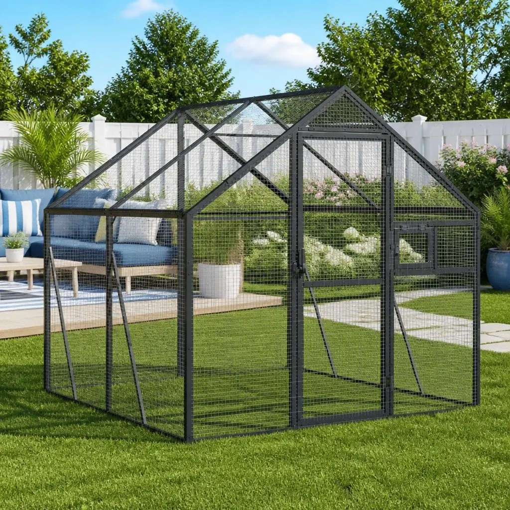 Bird Aviary Large Outdoor Cage Anthracite Metal Frame Enclosure for Parrots