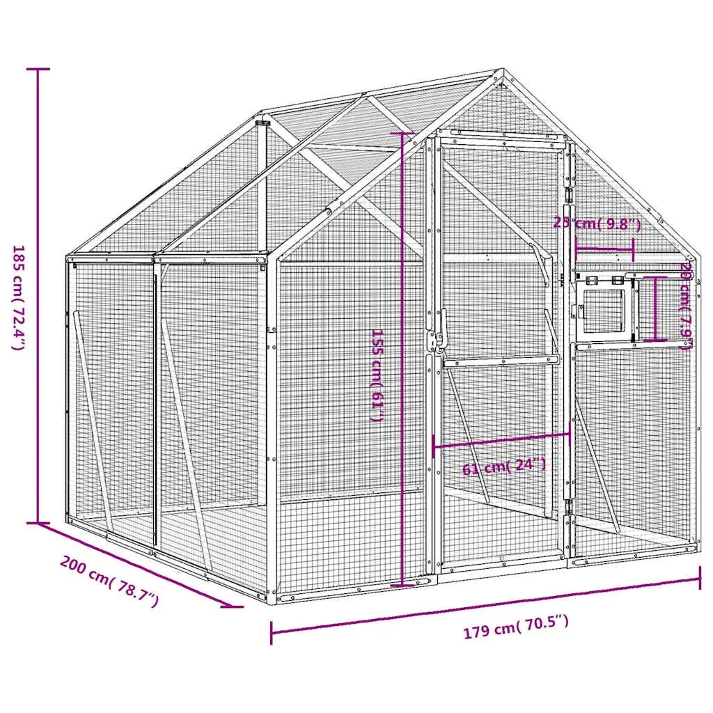 Bird Aviary Large Outdoor Cage Anthracite Metal Frame Enclosure for Parrots