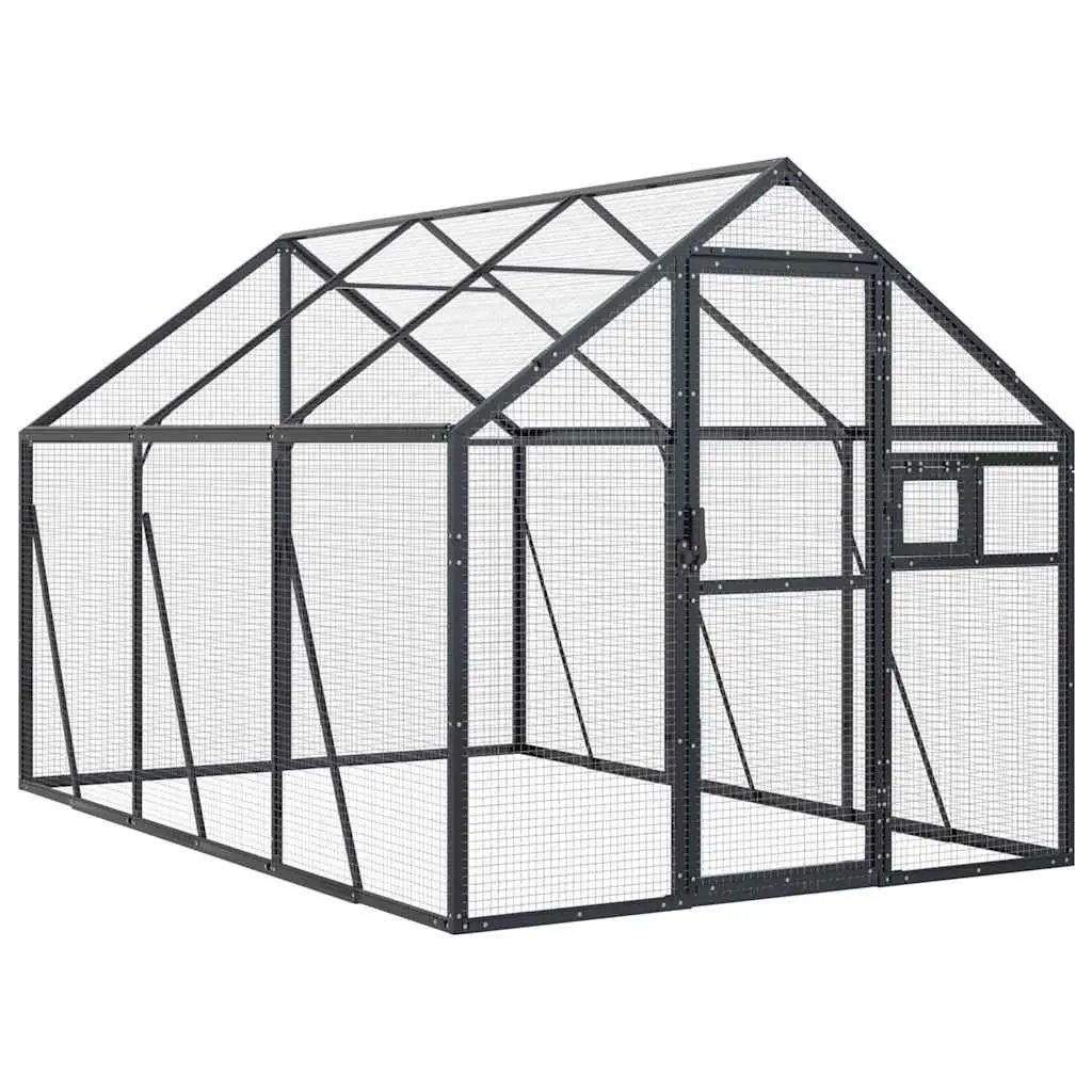 Bird Aviary Anthracite Aluminium Frame Wire Mesh Large Outdoor Cage Parrot