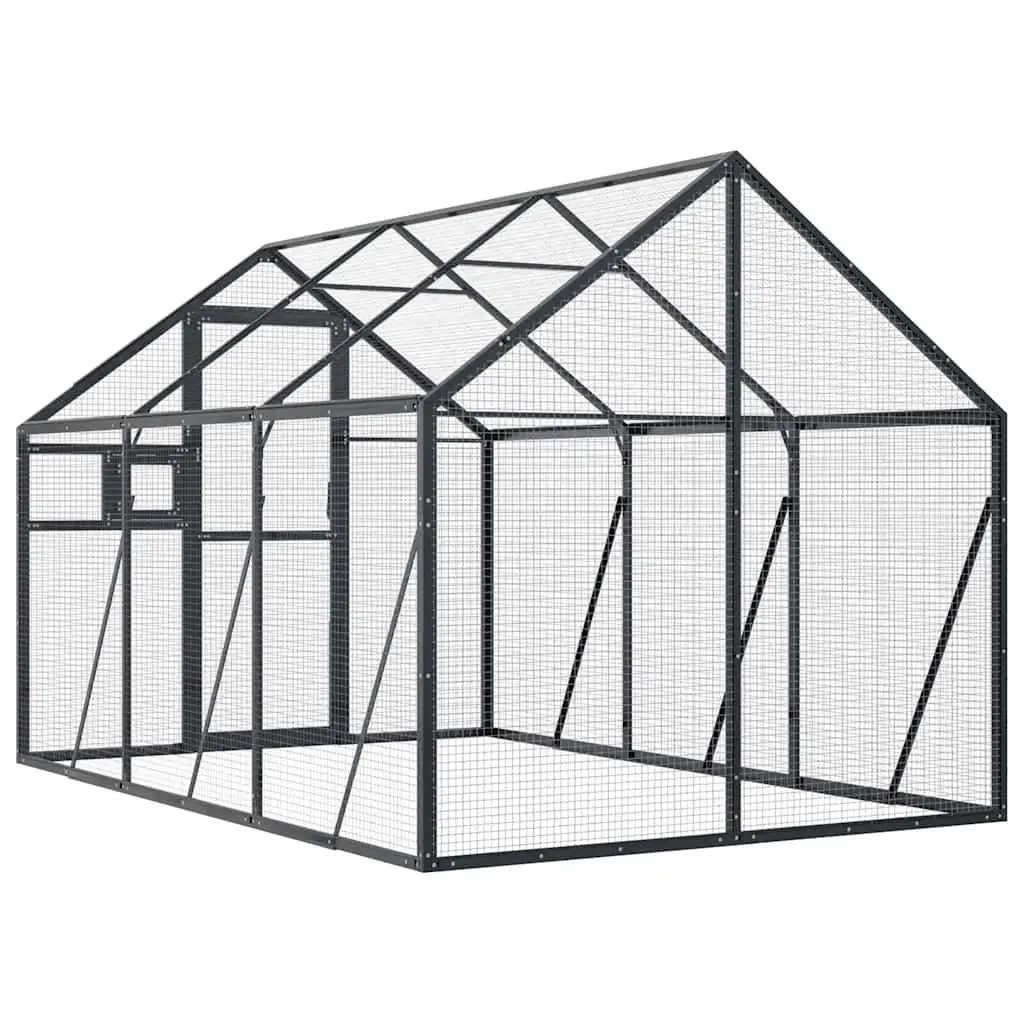 Bird Aviary Anthracite Aluminium Frame Wire Mesh Large Outdoor Cage Parrot