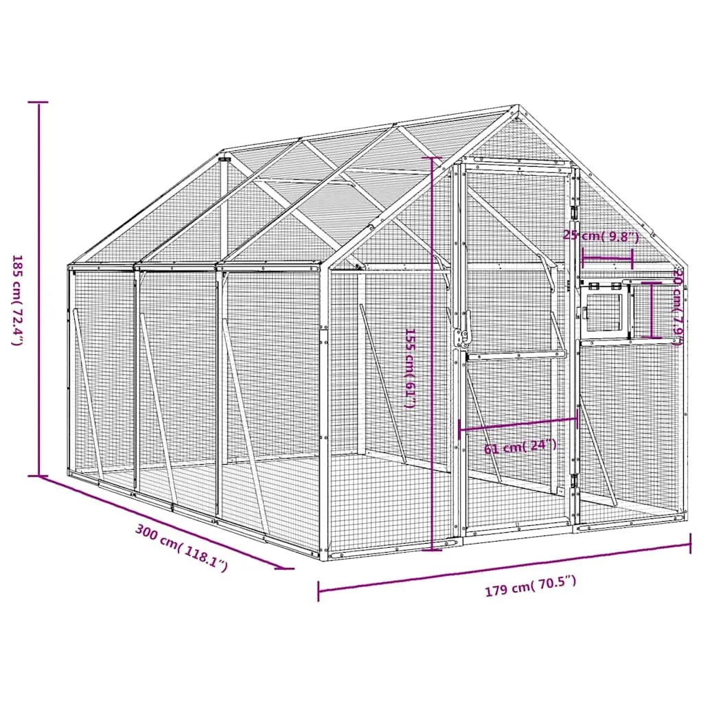 Bird Aviary Anthracite Aluminium Frame Wire Mesh Large Outdoor Cage Parrot