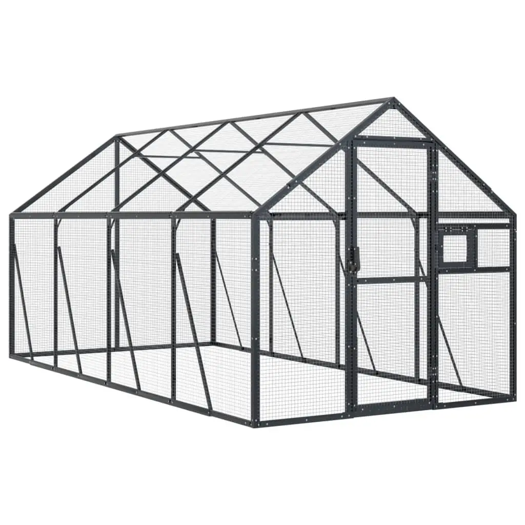 Bird Aviary Anthracite Aluminium Frame 1.79m x 4m x 1.85m Wire Mesh Outdoor Indoor Pet Cage
