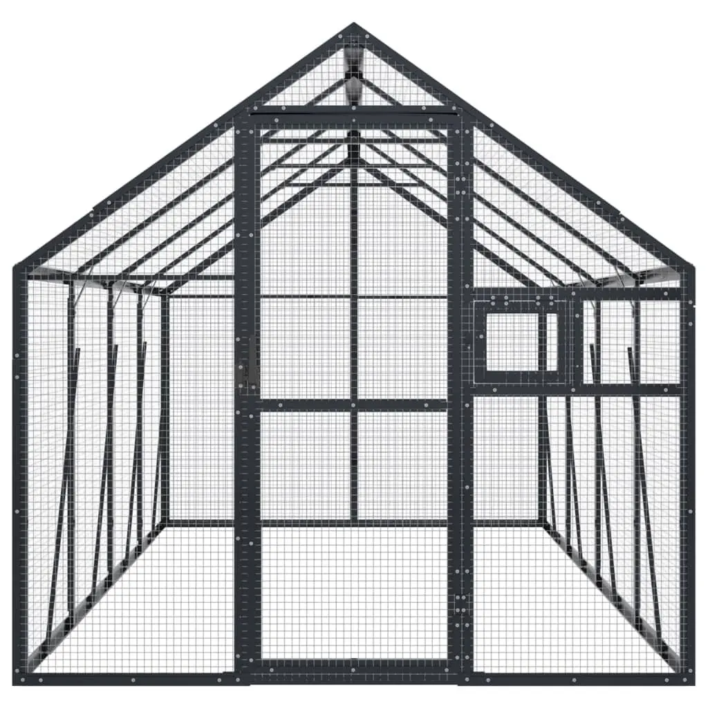 Bird Aviary Anthracite Aluminium Frame 1.79m x 4m x 1.85m Wire Mesh Outdoor Indoor Pet Cage
