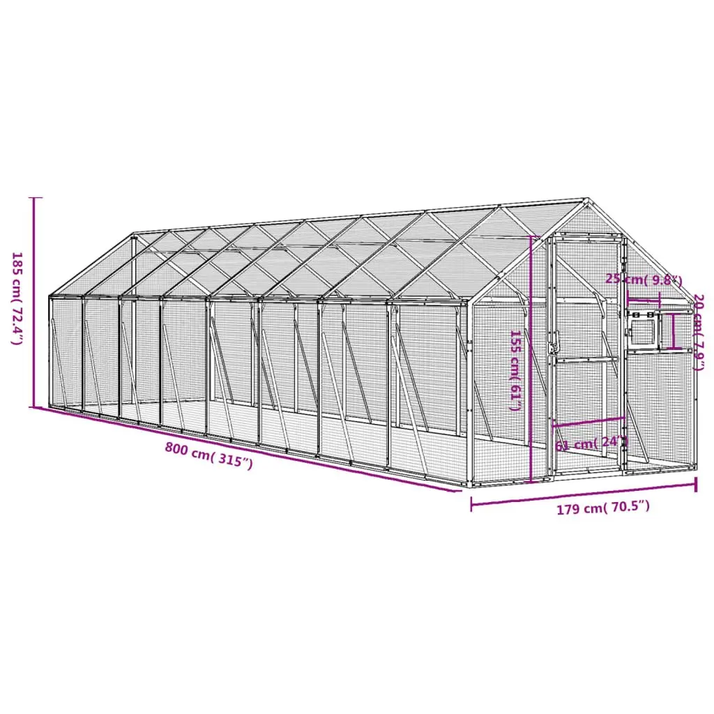 Large Outdoor Aviary Bird Cage Anthracite Aluminium Frame Wire Mesh