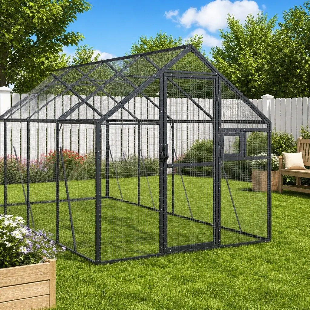Bird Aviary Large Anthracite Outdoor Enclosure Aluminium Frame Wire Mesh