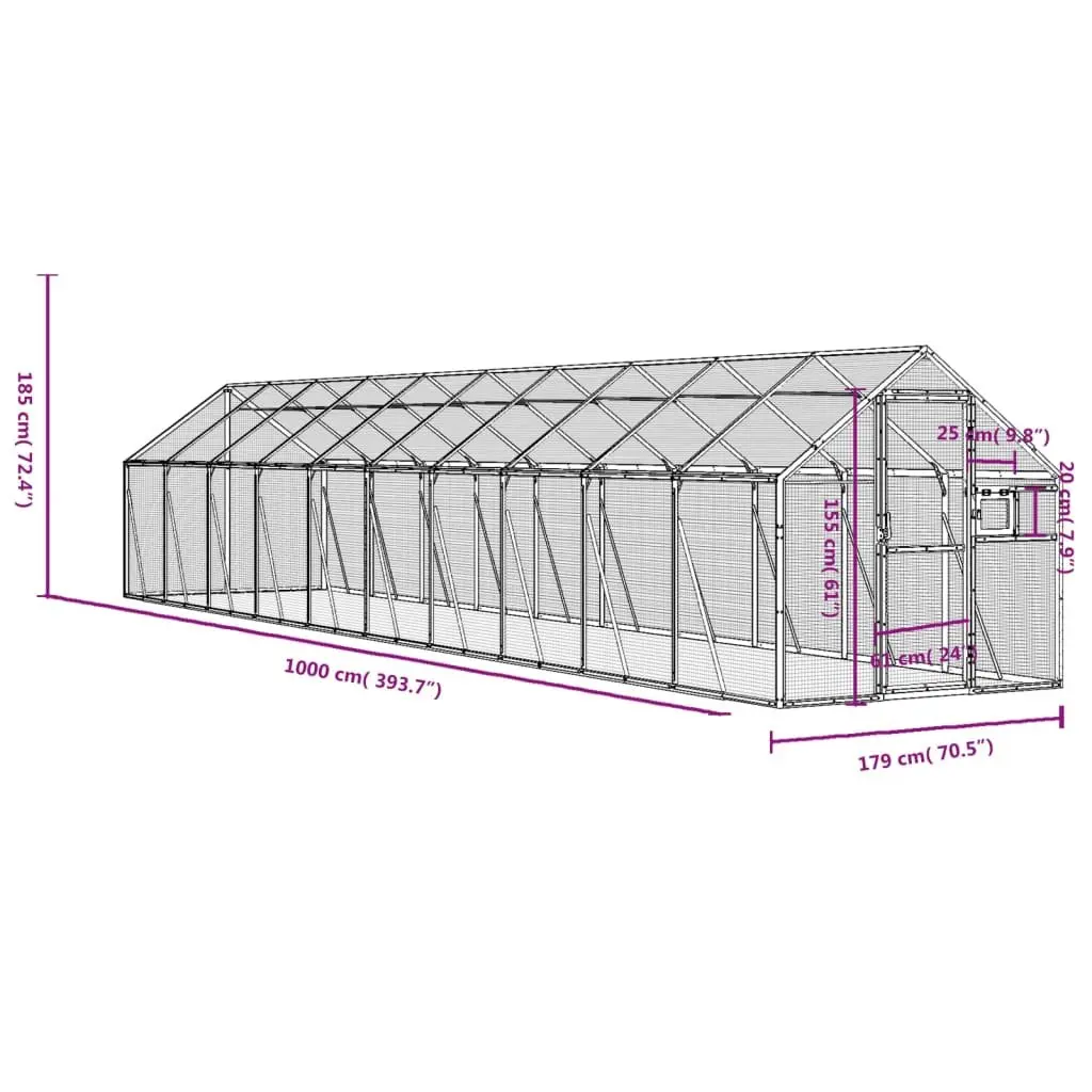 Bird Aviary Large Anthracite Outdoor Enclosure Aluminium Frame Wire Mesh