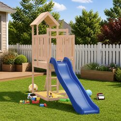 Wooden Outdoor Playset with Climbing Frame and Slide