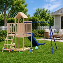 Outdoor Playset Swing Set Climbing Frame Wave Slide Sandbox Backyard Children