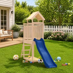 Join the Fun with a Wooden Playset: Slide and Sandbox Included