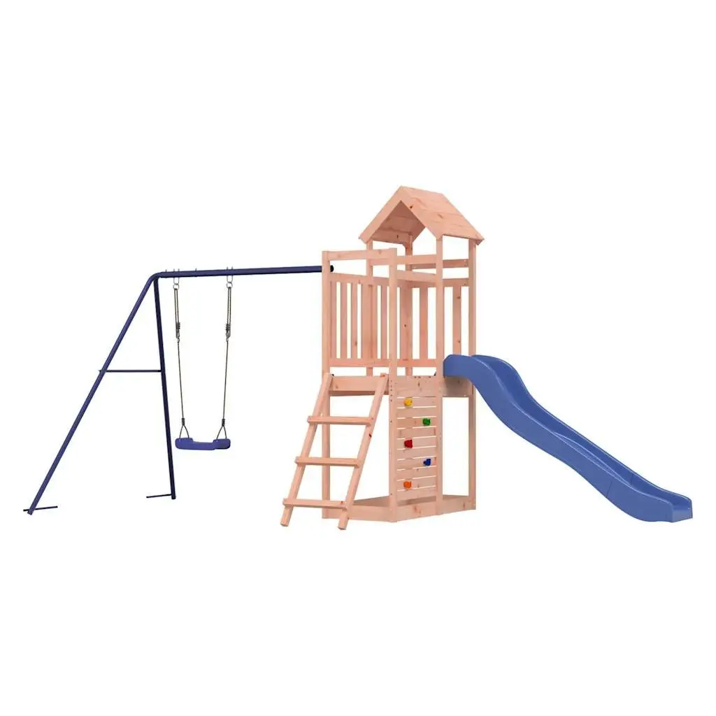 Wooden Outdoor Playset Multi-Activity Climbing Frame Slide Swing Rockwall Sandbox 90 cm