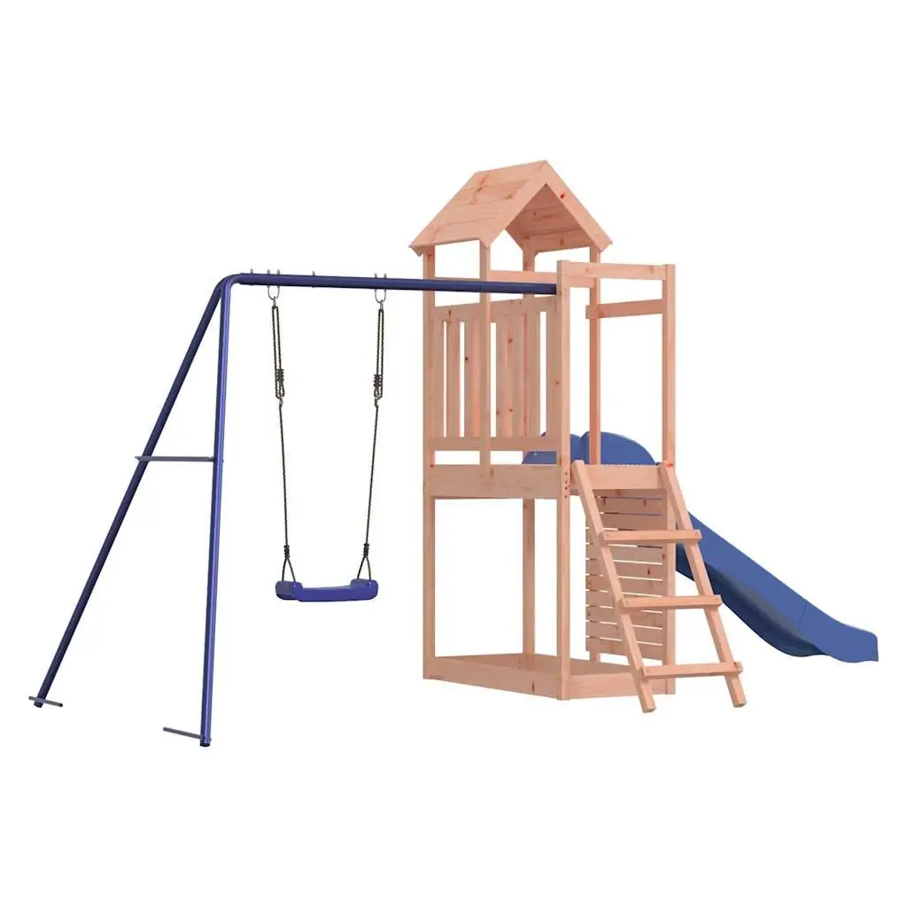 Wooden Outdoor Playset Multi-Activity Climbing Frame Slide Swing Rockwall Sandbox 90 cm