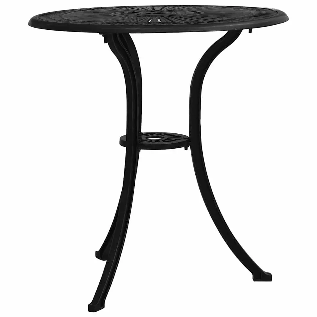 Garden Table Cast Aluminium Black Outdoor Patio Furniture with Umbrella Hole 62 x 62 x 65 cm