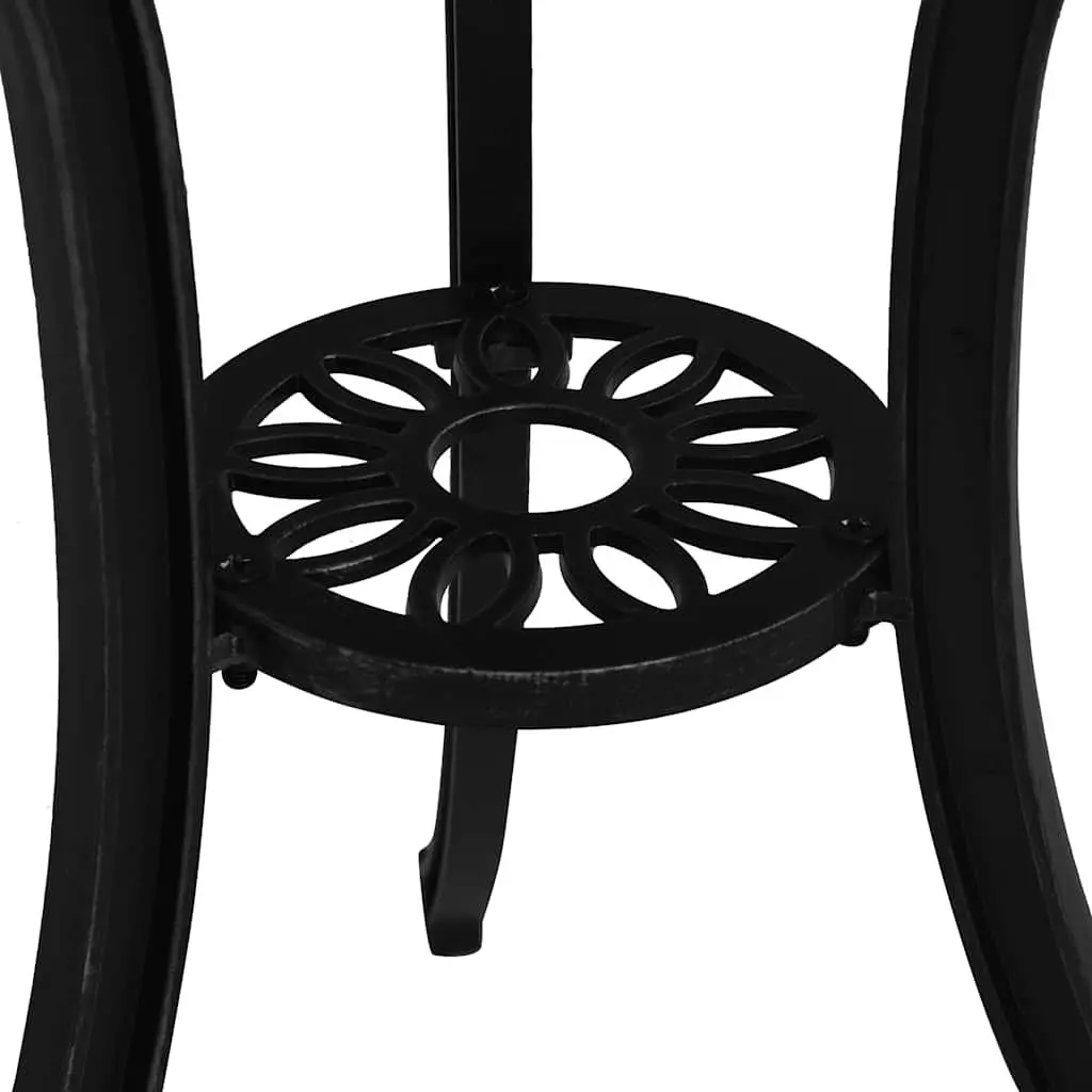 Garden Table Cast Aluminium Black Outdoor Patio Furniture with Umbrella Hole 62 x 62 x 65 cm